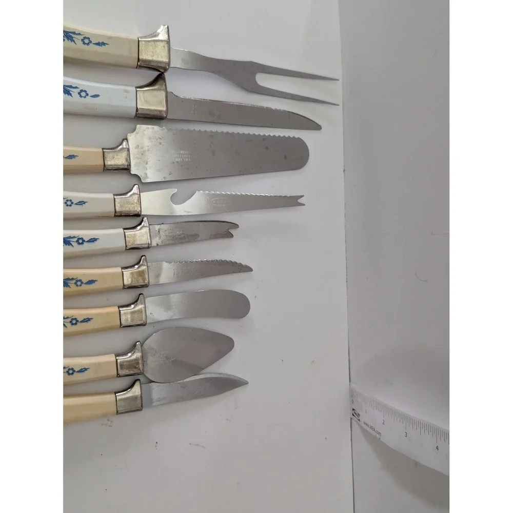Vintage Lifetime Cutlery Corn Flower 9pc Set Sheffield Stainless Serveware